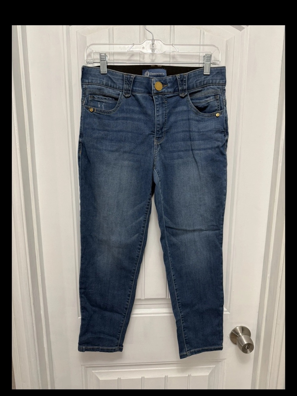 Democracy denim blue ab technology skinny jeans size 8 petite (15-7)